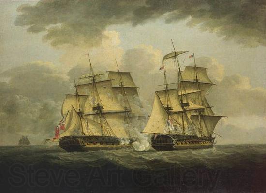 unknow artist An oil painting of a naval engagement between the French frigate Semillante and British frigate Venus in 1793 Germany oil painting art